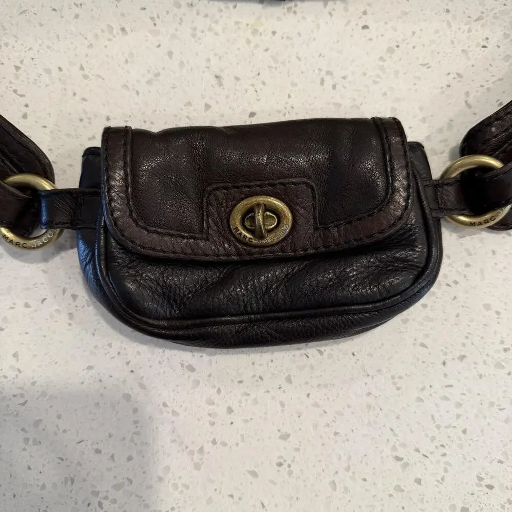 Vintage Marc By Marc Jacobs Dark Brown Leather Waist Pack Belt Bag Y2K 2000s